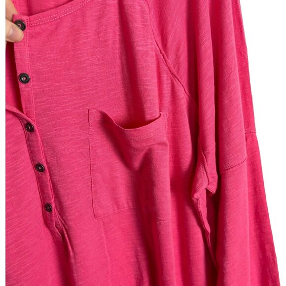 NWT Caslon Relaxed Pink Honey Button Henley Tee Top Long Sleeve Women's Size XXL - Picture 6 of 8